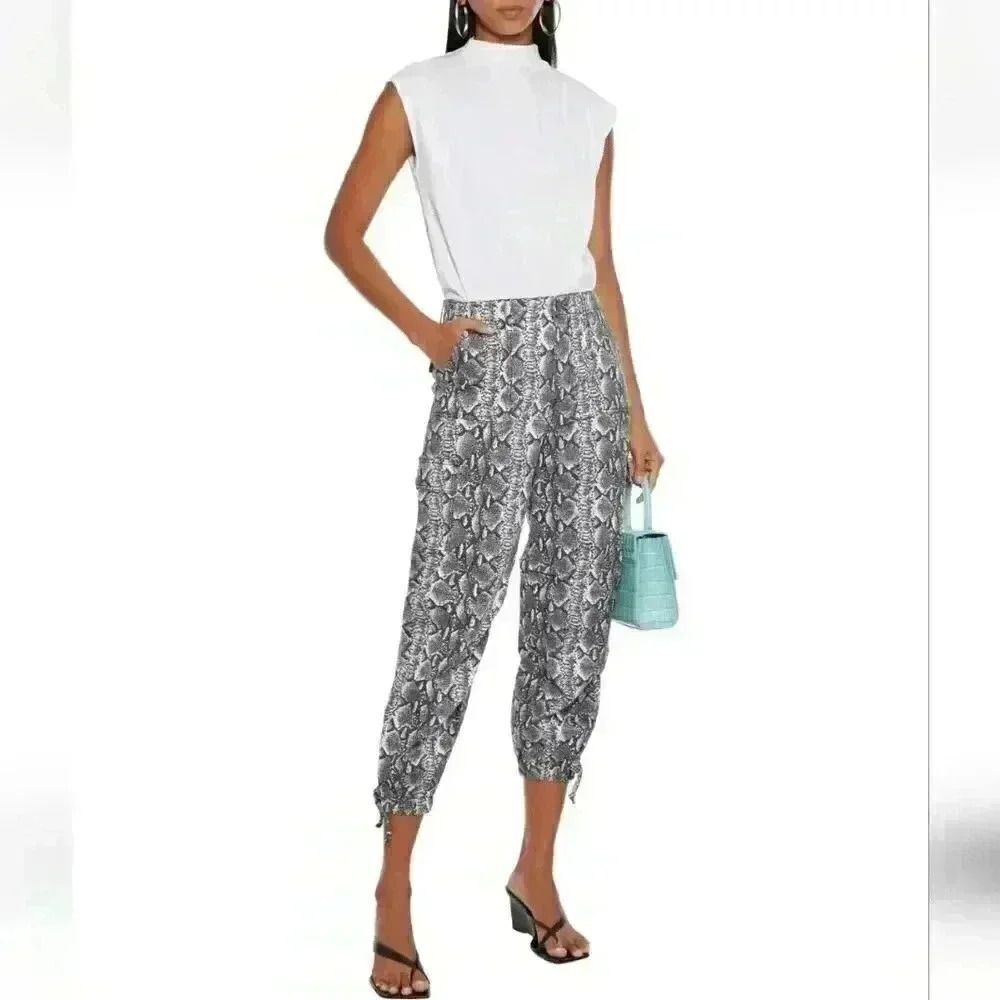 Alice + Olivia Snake Print Cropped Tapered Joggers Pants Size 26